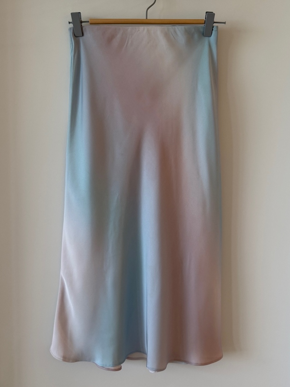 Babaton Satin Slip Ombre Slip Skirt in Pastel Blue-Pink